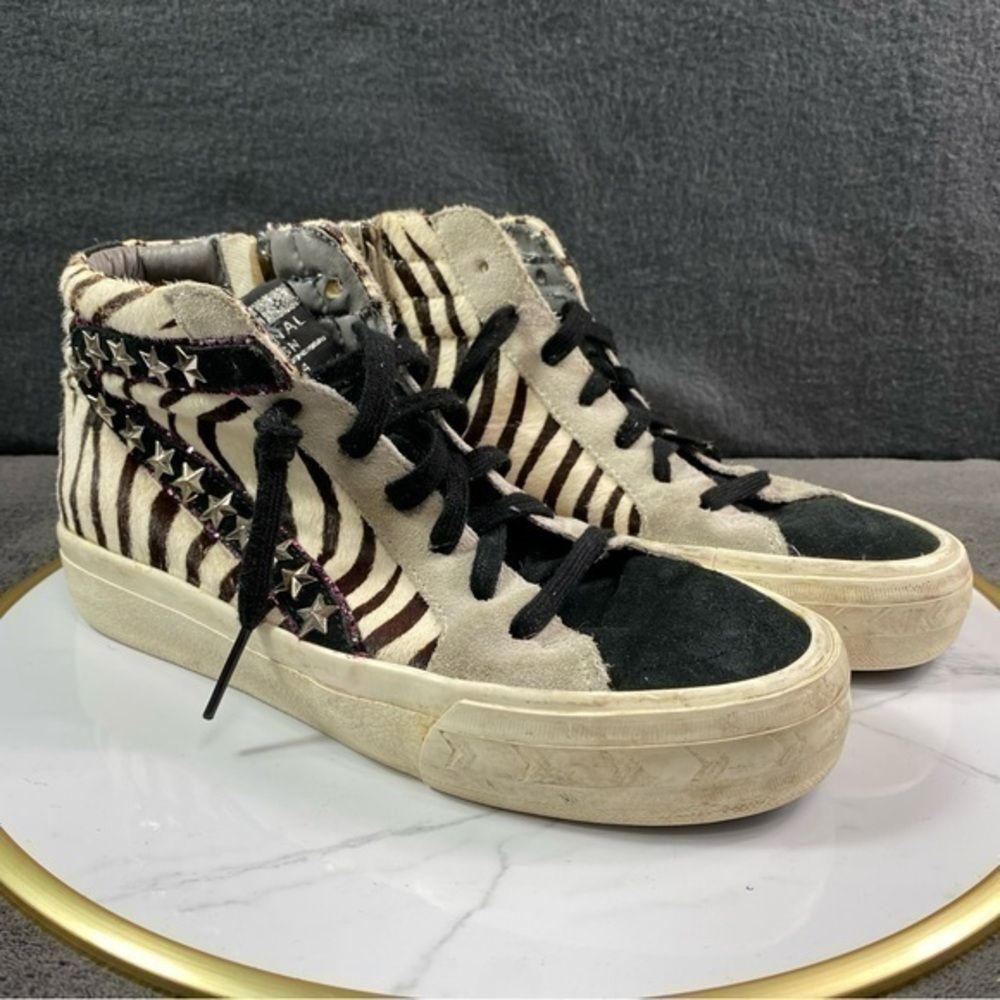Vintage Havana High Top Gladice Zebra Stud Pink Sneakers Women’s 8 Zipper Laceup